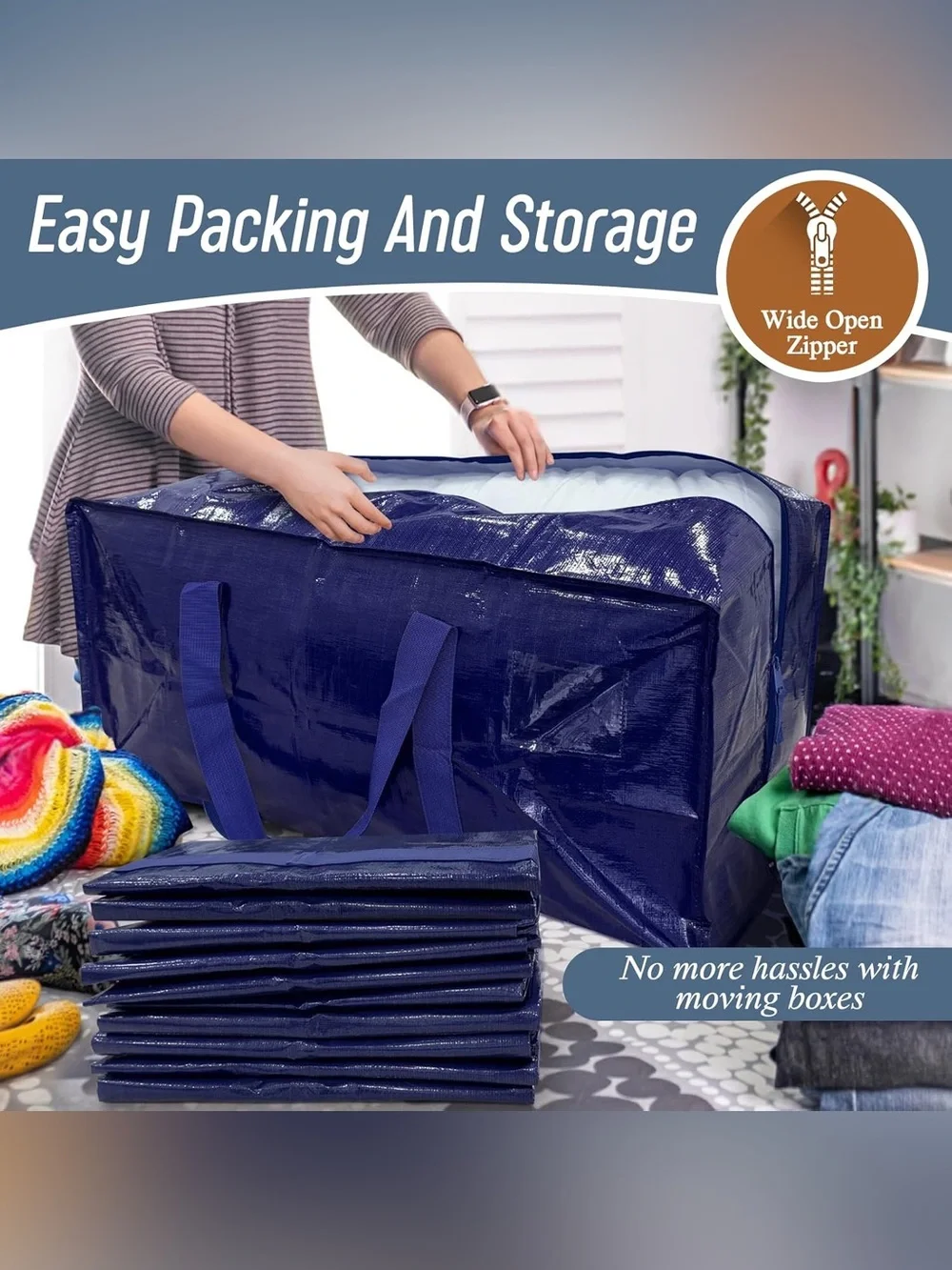 Navy Storage Tote Bag - Set of 6 - 65 lbs plus weight for each